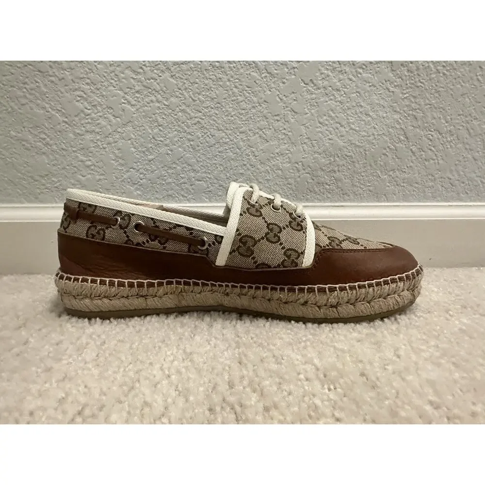 AUTHENTIC GUCCI MONOGRAM ESPADRILLES 725799 GG 7 (fits USA 8)